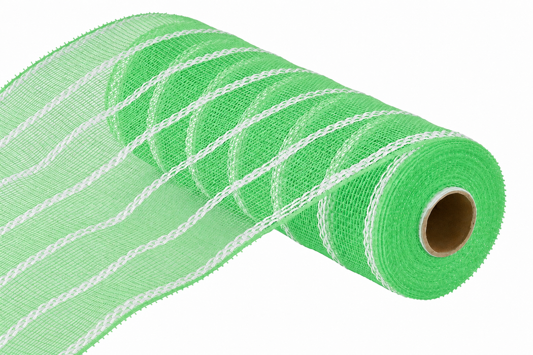 Emerald Green Striped Deco Mesh - 10" x 10 Yards, Christmas, Wreaths, Gift Wrapping, Tree Toppers, Garlands, Presents, Birthday, Anniversary