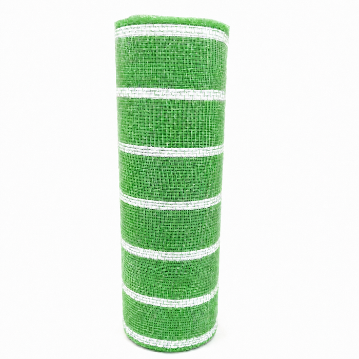 Emerald Green Striped Deco Mesh - 10" x 10 Yards, Christmas, Wreaths, Gift Wrapping, Tree Toppers, Garlands, Presents, Birthday, Anniversary
