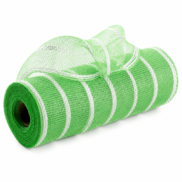 Emerald Green Striped Deco Mesh - 10" x 10 Yards, Christmas, Wreaths, Gift Wrapping, Tree Toppers, Garlands, Presents, Birthday, Anniversary