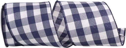 Navy Buffalo Plaid Wired Ribbon - 4" x 10 Yards