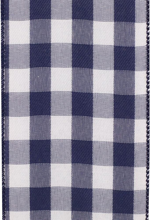 Navy Buffalo Plaid Wired Ribbon - 4" x 10 Yards