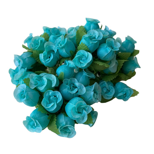 Aqua Artificial Silk Mini Roses - 12 Dozens, 144 Rosebuds Total