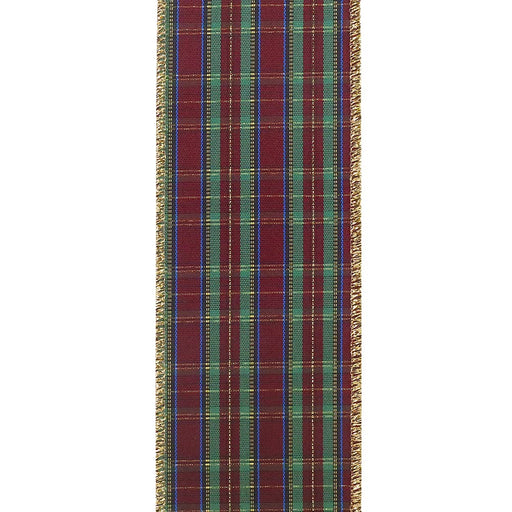 Bright Christmas Tartan Plaid Ribbon - 2 1/2" x 20 Yards, Red, Green, Blue and Gold, Metallic Wired Edge, Wreaths, Bows, Garland, Holiday Gift Wrapping