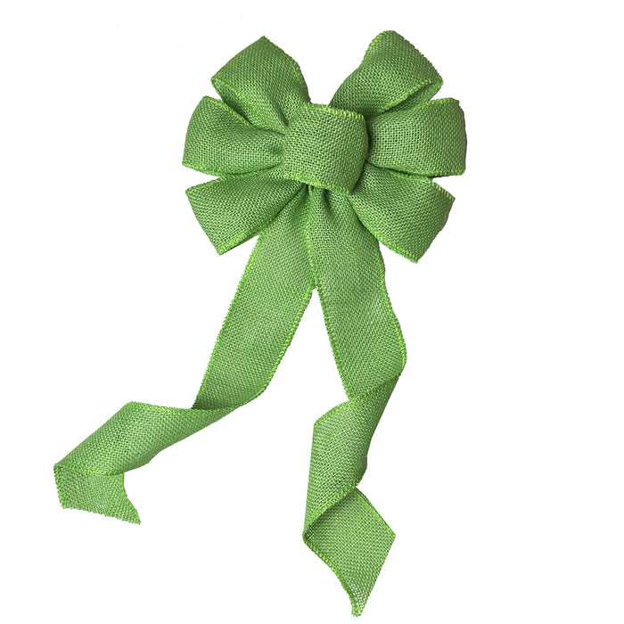 Lime Green Burlap Wreath Bow - 10" Wide, 18" Long Tails