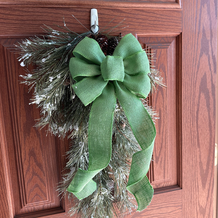 Lime Green Burlap Wreath Bow - 10" Wide, 18" Long Tails