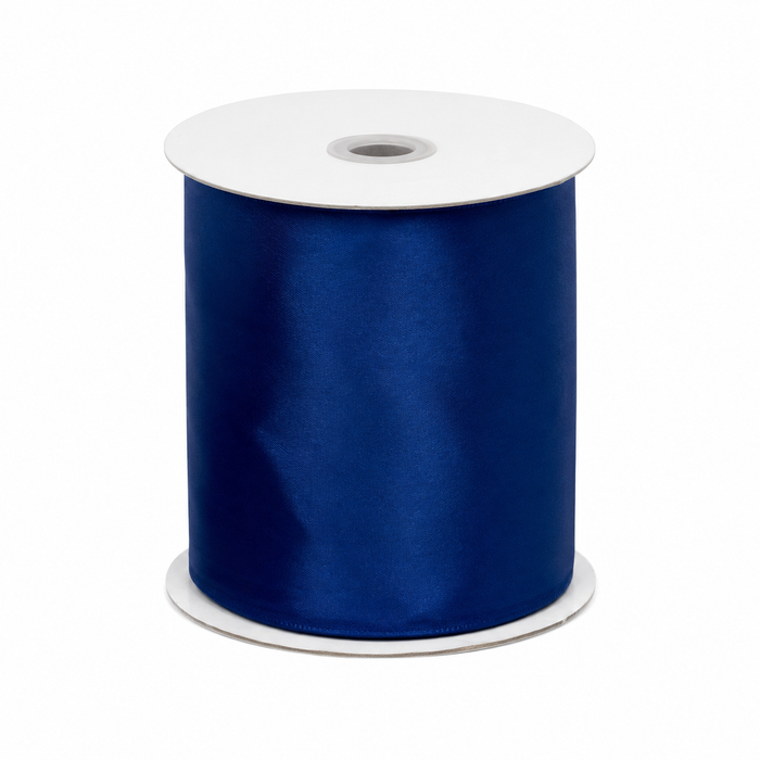 Patriotic Navy Satin Wired Ribbon- 4" x 5 Yards, 4th of July, America 250 Anniversary, Police Support, Father's Day, School Graduation, Wreath, Birthday, Gift Wrap, Election, 1776,  Veterans Day