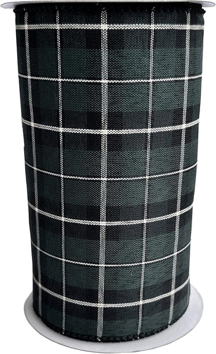 Hunter Green Christmas Tartan Ribbon - 6" x 10 Yards