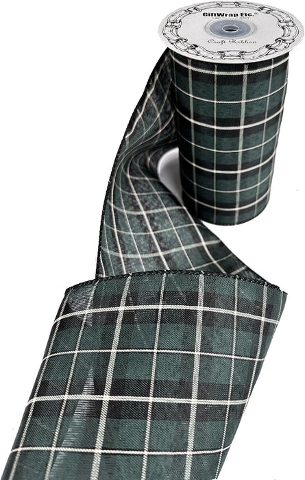Hunter Green Christmas Tartan Ribbon - 6" x 10 Yards