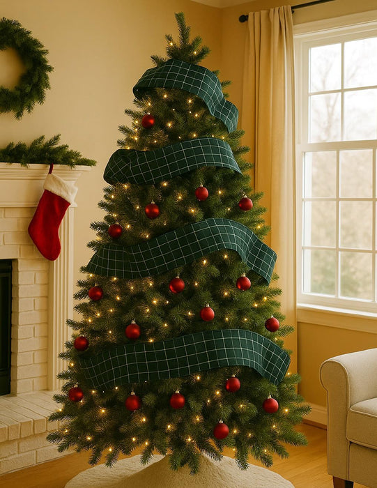 Hunter Green Christmas Tartan Ribbon - 6" x 10 Yards