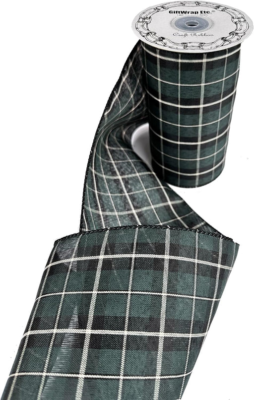 Hunter Green Christmas Tartan Ribbon - 6" x 10 Yards