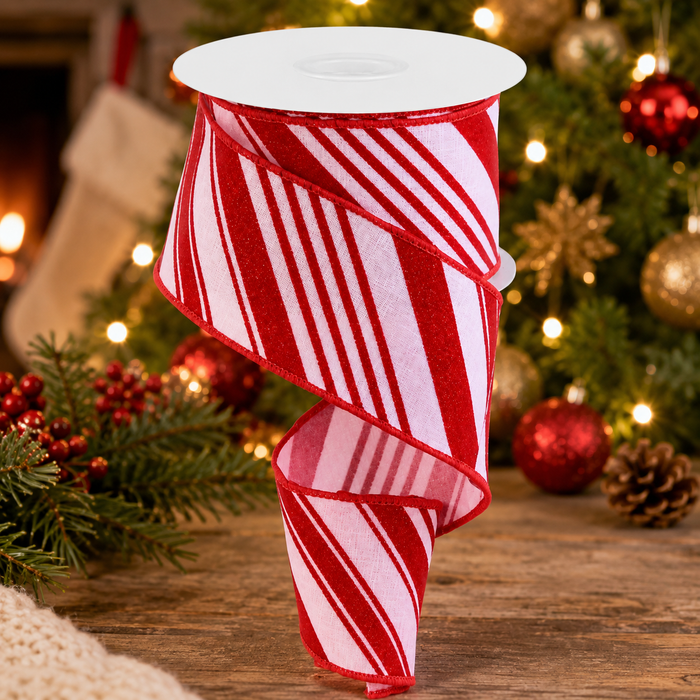 Red Pink White Peppermint Ribbon - 2 1/2" x 10 Yards