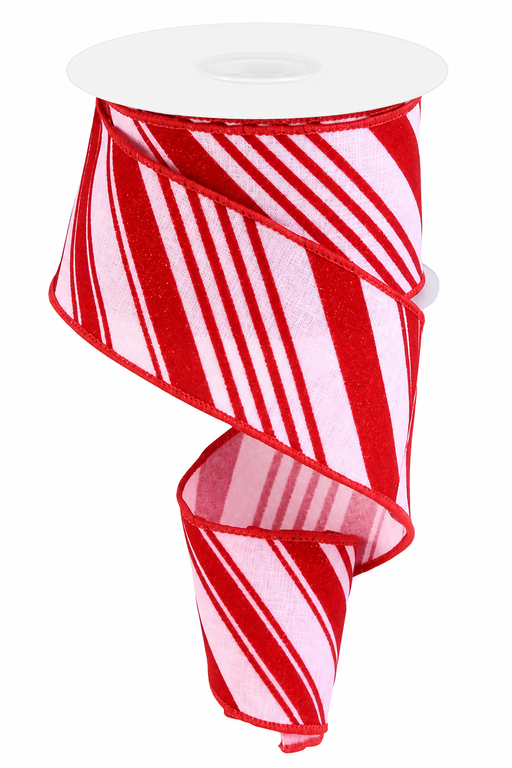 Red Pink White Peppermint Ribbon - 2 1/2" x 10 Yards