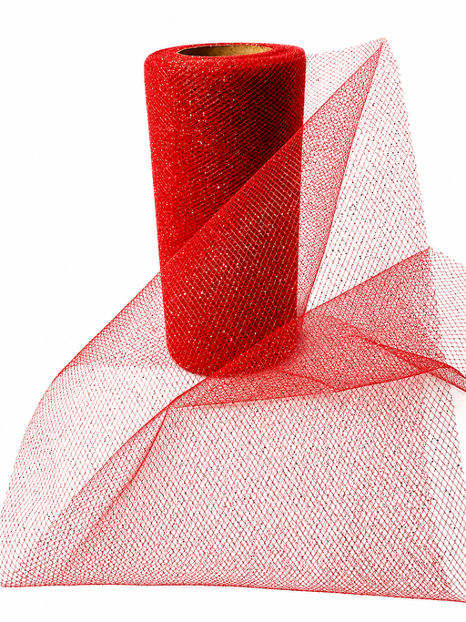 Red Glitter Tulle Wedding Decor - 6" x 25 Yards, Fall, Fabric Netting Ribbon, Anniversary, Wreath, Garland, Swag, Bows, School Graduation, Birthday, Crafts, America 250 Anniversary