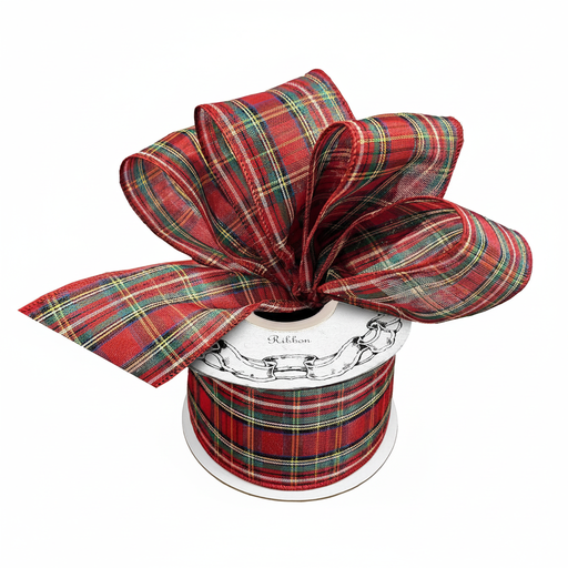 Christmas Plaid Tartan Wired Ribbon - 2 1/2" x 10 Yards