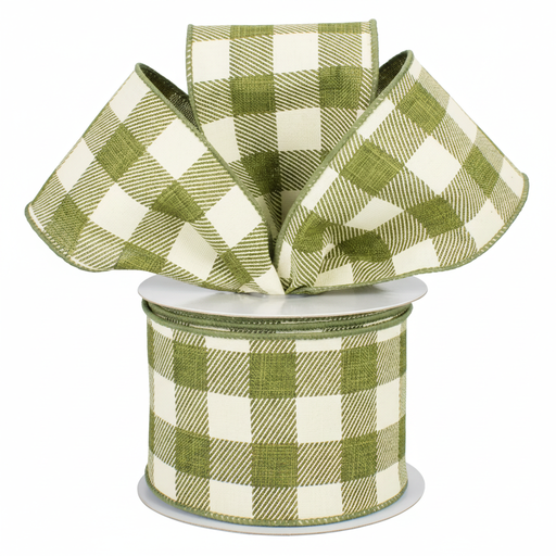 Moss Green Plaid Wired Ribbon - 2 1/2" x 10 Yards