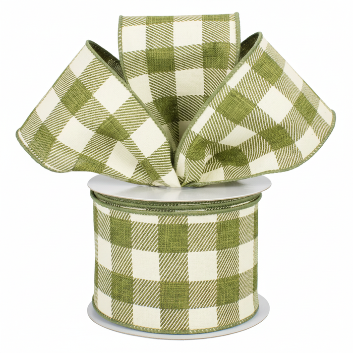 Moss Green Plaid Wired Ribbon - 2 1/2" x 10 Yards