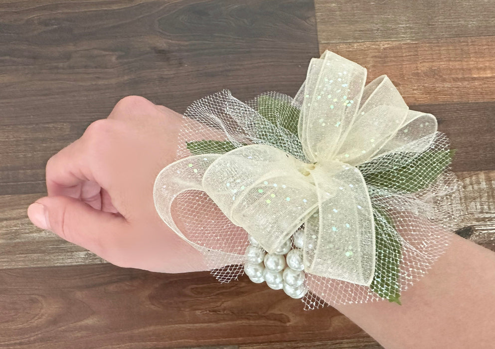 Ivory Pearl Corsage Wristlet Band