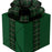 Green gift box with a plaid ribbon on a white background