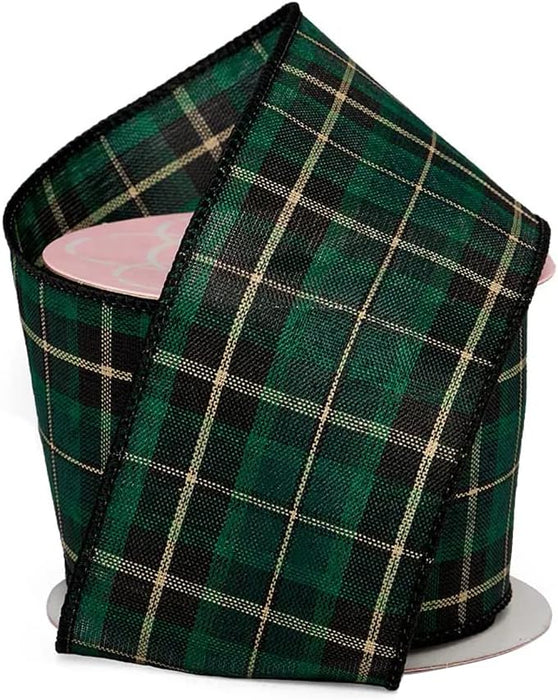 Green and Black Christmas Plaid Ribbon
