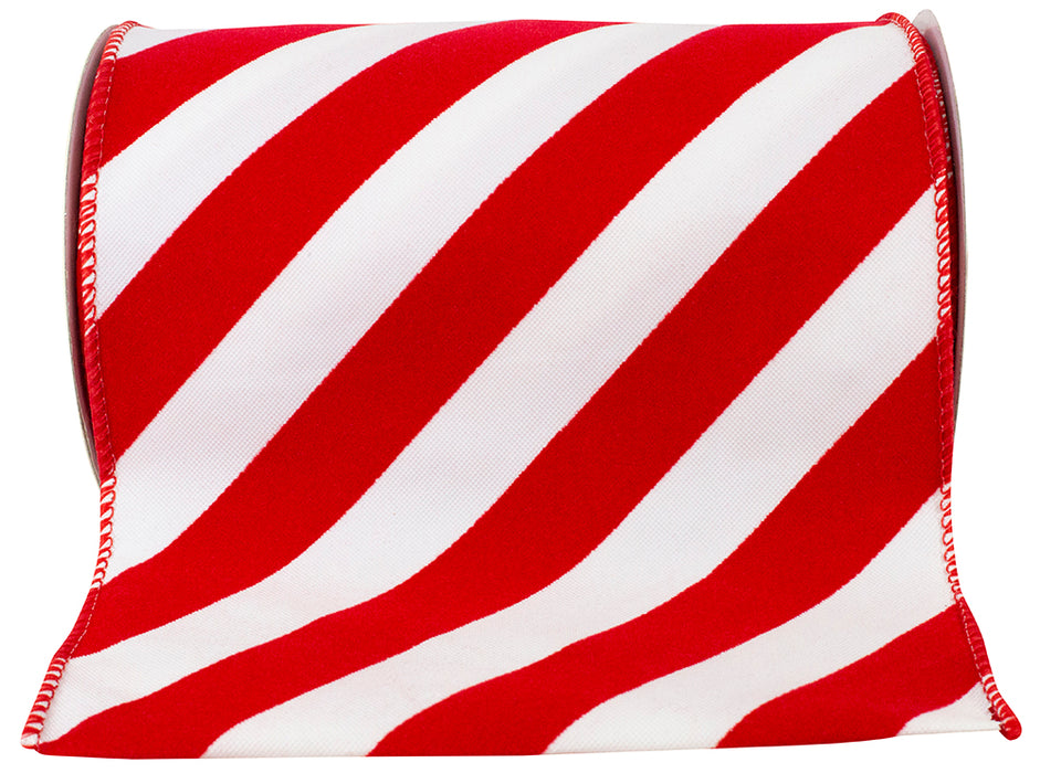 Red & White Striped Ribbon - 6" x 10 Yards