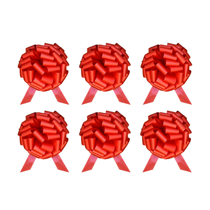 Large Decorative Gift Pull Bows - 12" Wide, Set of 6, Red