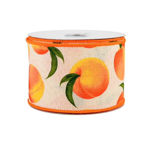 Orange-peaches-on-cream-wired-edge-ribbon