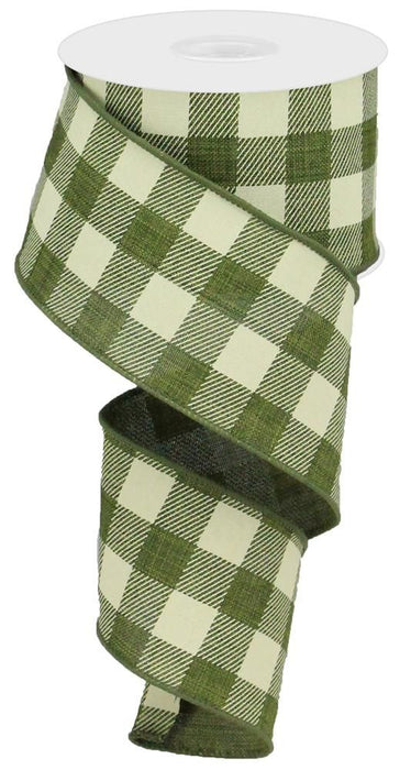 Moss Green Plaid Wired Ribbon - 2 1/2" x 10 Yards