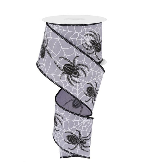 Halloween Silver Spiderwebs Wired Ribbon - 2 1/2" x 10 Yards