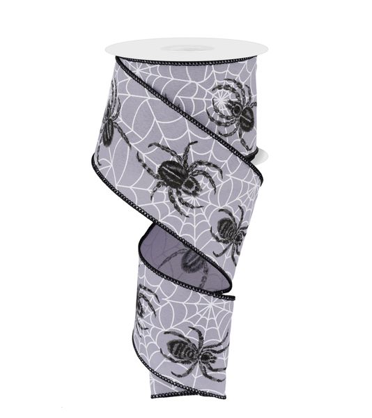 Halloween Silver Spiderwebs Wired Ribbon - 2 1/2" x 10 Yards