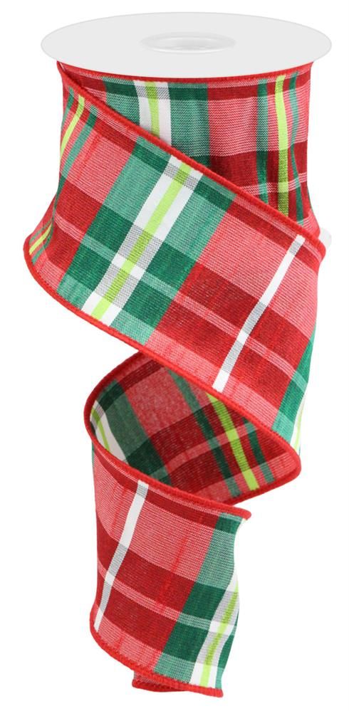 Red Plaid Christmas Wired Ribbon - 2 1/2" x 10 Yards