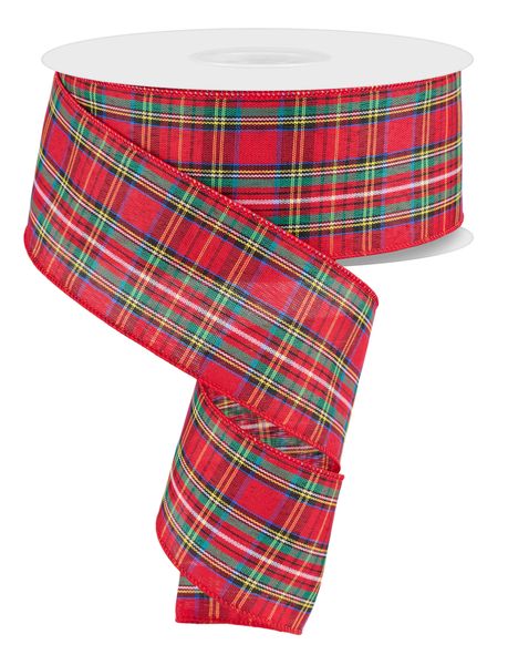 Bright Christmas Tartan Wired Ribbon - 2 1/2" x 50 Yards
