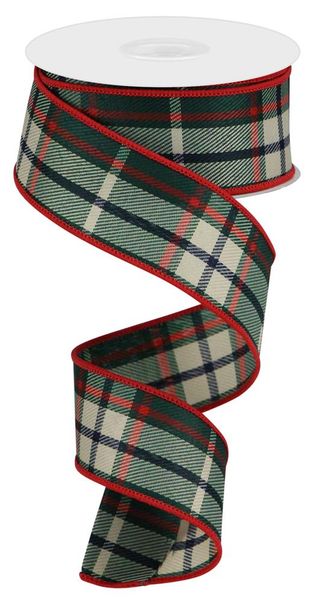 Red Green Tartan Plaid Ribbon - 1 1/2" x 10 Yards, Christmas, Wired Edge, Farmhouse Country Decor, Wreaths, Bows, Gift Wrapping, Winter Decorations, Fall, Thanksgiving, Boxing Day