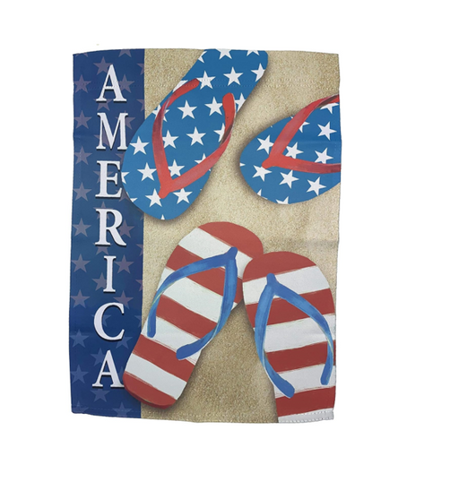 America Flip Flops Garden Flag - 12" x 18"