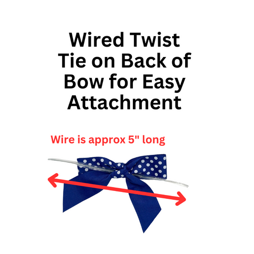 Royal Blue & White Polka Dots Pre-Tied Bows - 3" Wide, Set of 12