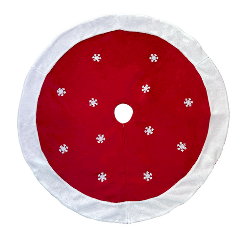 White Snowflakes Christmas Tree Skirt - Large 48" Diameter