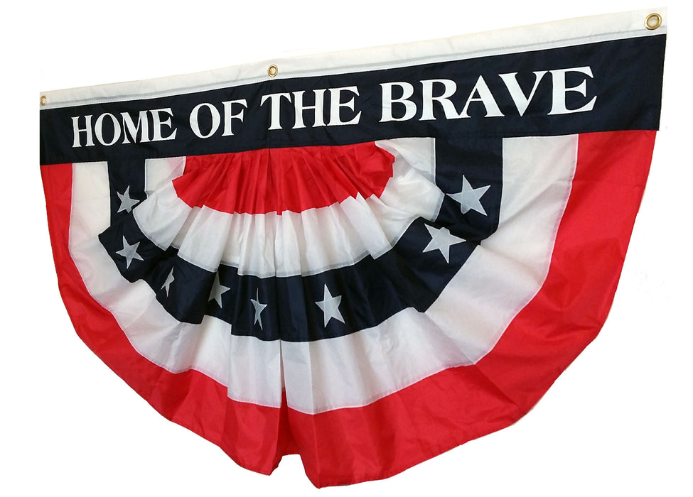 Home of The Brave Pleated Fan Patriotic Flag Bunting - Large 3 ft by 6 ft