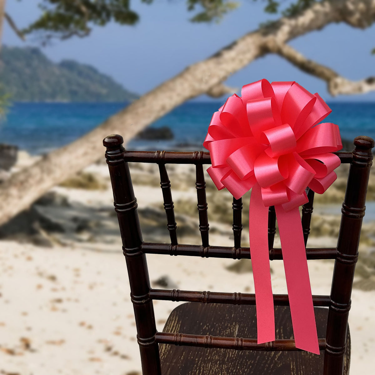 6 Coral 8" Pull Bows - Church Wedding Pew Decorations, Bridal Shower ...