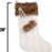 Modern White Knit Christmas Stocking - 20" H, 8" W, Brown Faux Fur Boot Cuff and Pompoms