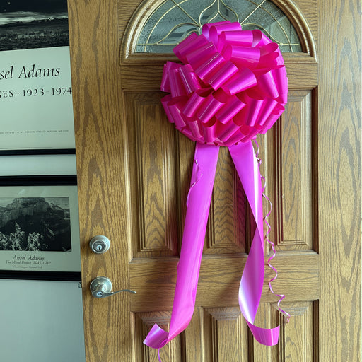 large glossy fuchsia welcome home door bow