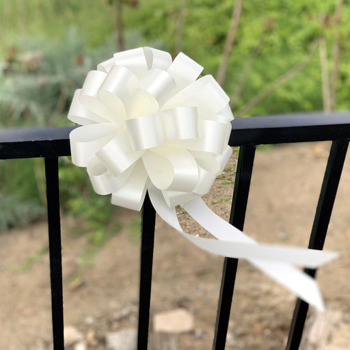 decorate railings with instant pull bows in ivory