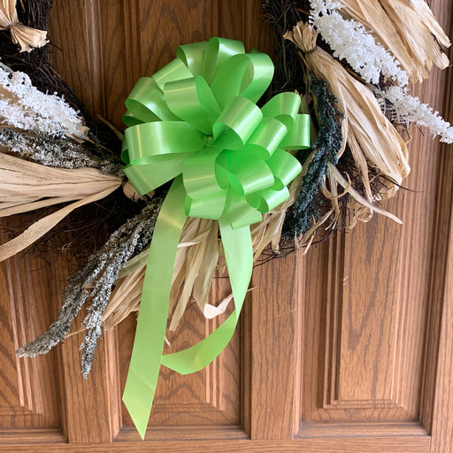 6 Apple Green 8" Pull Bows - Easter Gift  Basket, Wedding., Wreath Ribbon, Party Decorations