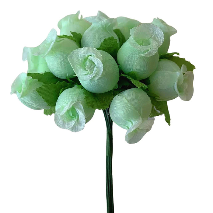 Mint Green Artificial Silk Mini Roses - 12 Dozens, 144 Rosebuds Total
