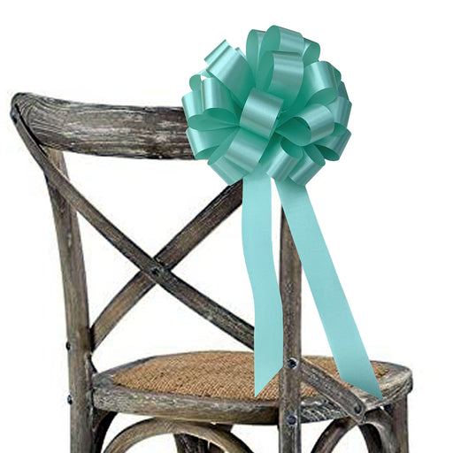 mint wedding pull bow on a chair