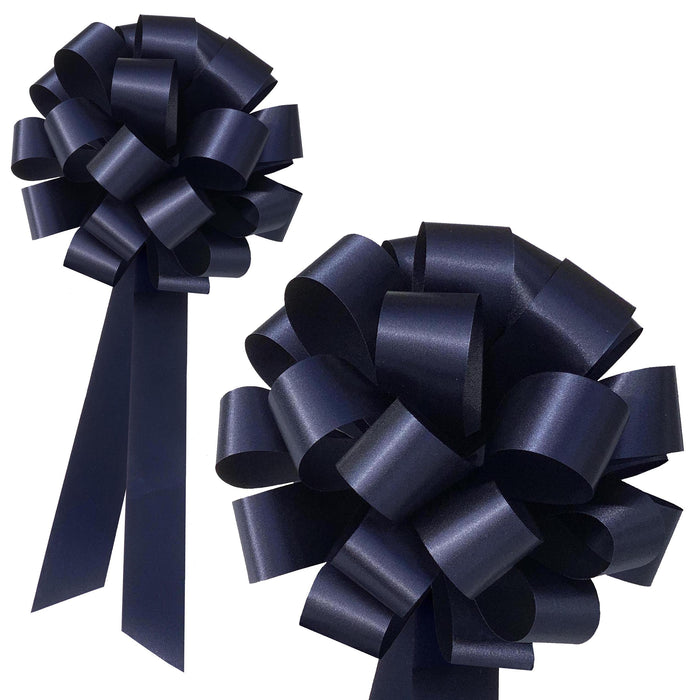 6 Navy Blue 8" Pull Bows, Memorial Day, Gift Baskets, Support Our Police Ribbon, Thin Blue Line