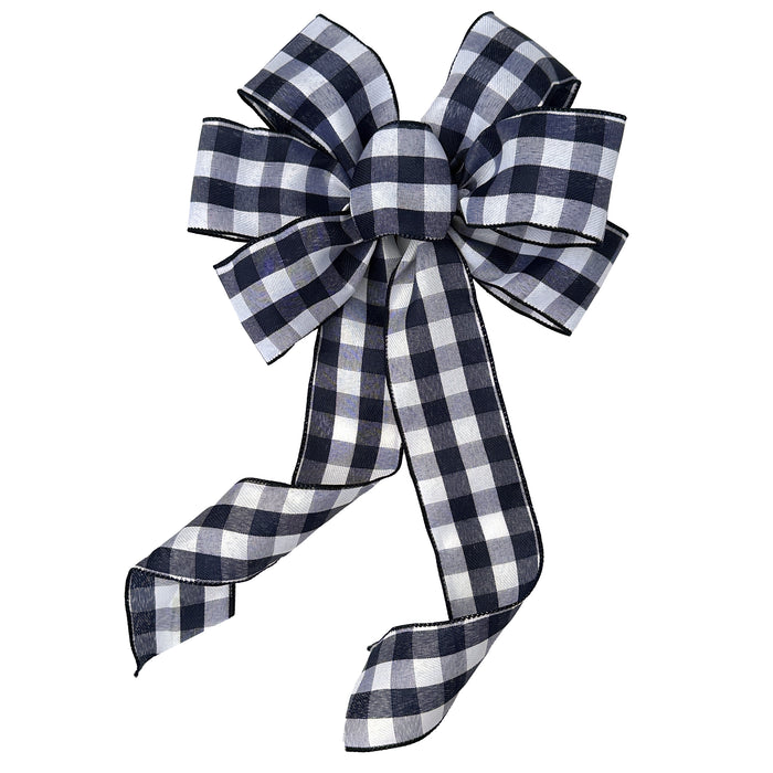 navy-blue-and-white-checkered-wreath-bow
