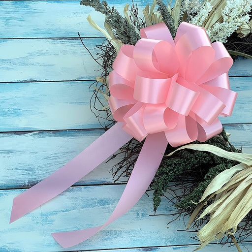 pink bow on  a wreath