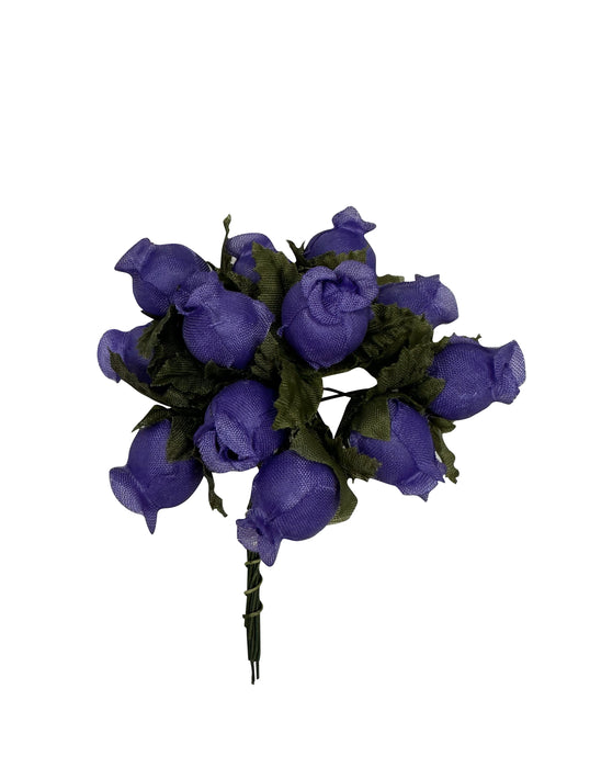 Purple Artificial Silk Mini Roses - 12 Dozens, 144 Rosebuds Total