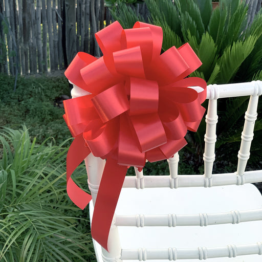 6 Red All Occasion 8" Pull Bows - Christmas Gift, Valentine's, Wreath Decoration