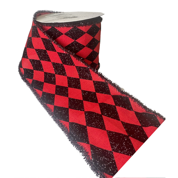 Red and Black Diamond Glitter Ribbon