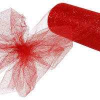 Red Glitter Tulle Wedding Decor - 6" x 25 Yards, Fall, Fabric Netting Ribbon, Anniversary, Wreath, Garland, Swag, Bows, School Graduation, Birthday, Crafts, America 250 Anniversary